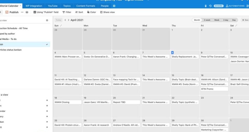 calendrier editorial