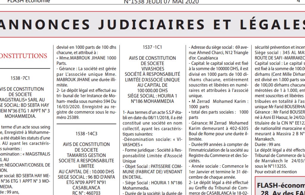 annonce legale