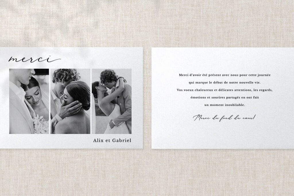 Carte De Remerciement De Mariage à Personnaliser