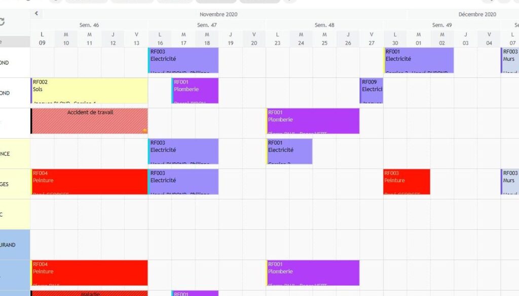 planning travaux