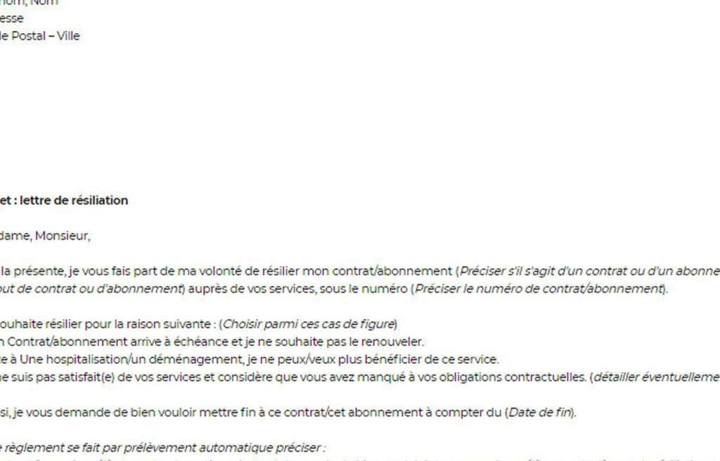 résiliation