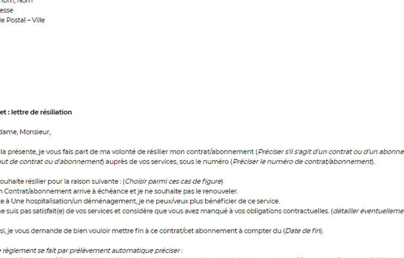 résiliation